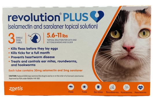 Revolution Plus Spot On Orange (5.6lbs - 11lb) (Box of 3's)