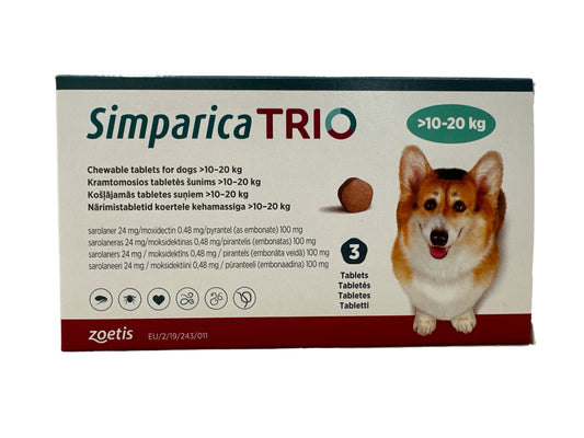 Simparica Trio Blue (>10-20kg) (Box of 3's)